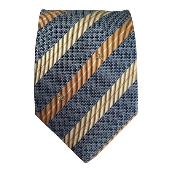 BURBERRY Blue Striped Monogrammed Silk Tie Made In Italy 58"-3.75" EX COND - Picture 1 of 7